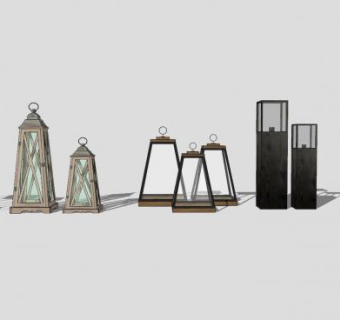 木质灯笼拼装SU模型下载_sketchup草图大师SKP模型