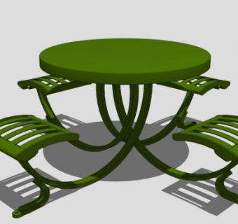 景区绿色桌椅组合SU模型下载_sketchup草图大师SKP模型