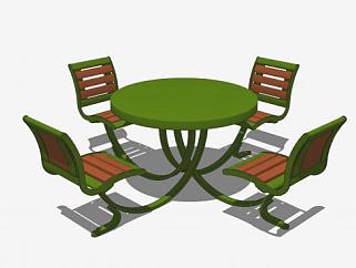 景区休闲桌椅组合SU模型下载_sketchup草图大师SKP模型