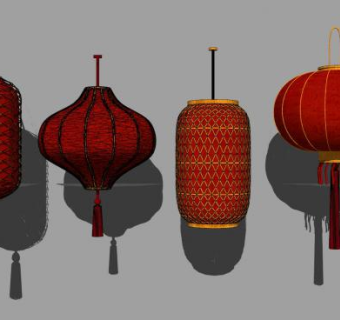 红灯笼小集合SU模型下载_sketchup草图大师SKP模型