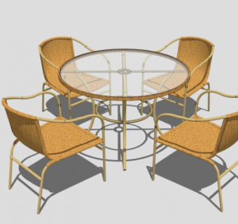 咖啡厅木制桌椅组合SU模型下载_sketchup草图大师SKP模型