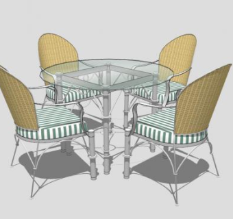 景区现代桌椅组合SU模型下载_sketchup草图大师SKP模型