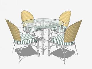 景区现代桌椅组合SU模型下载_sketchup草图大师SKP模型