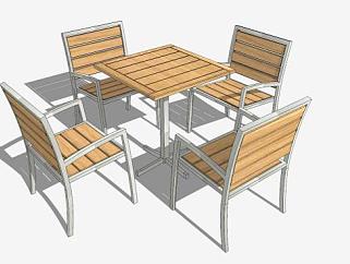 餐厅<em>木质桌椅</em>SU模型下载_sketchup草图大师SKP模型