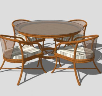 木质桌椅SU模型下载_sketchup草图大师SKP模型