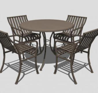 休闲木质桌椅组合SU模型下载_sketchup草图大师SKP模型