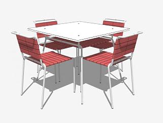 休闲塑料桌椅组合SU模型下载_sketchup草图大师SKP模型