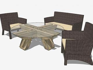 创意咖啡厅桌椅SU模型下载_sketchup草图大师SKP模型