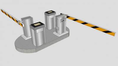 小区道闸停车杆SU模型下载_sketchup草图大师SKP模型