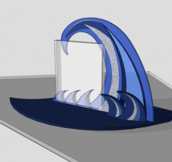 溅起的海浪雕塑SU模型下载_sketchup草图大师SKP模型