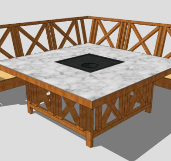 木质转角沙发组合SU模型下载_sketchup草图大师SKP模型