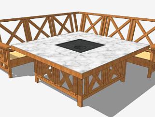 木质转角沙发组合SU模型下载_sketchup草图大师SKP模型