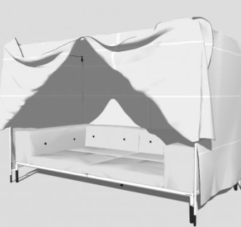 白色简约纱帐沙发SU模型下载_sketchup草图大师SKP模型