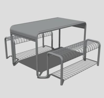 餐厅灰色金属桌椅SU模型下载_sketchup草图大师SKP模型