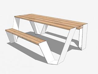 <em>公园</em>简约木质桌椅SU模型下载_sketchup草图大师SKP模型