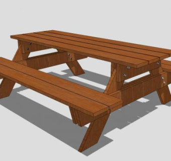 公园木制桌椅SU模型下载_sketchup草图大师SKP模型
