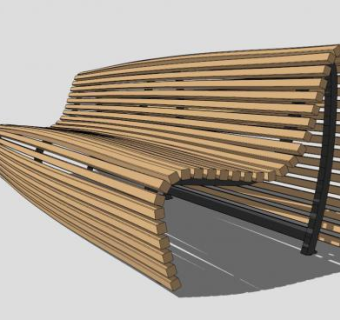 木制公园户外椅SU模型下载_sketchup草图大师SKP模型