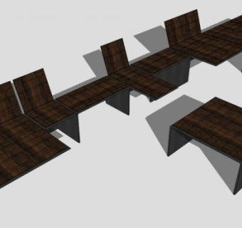 公园木质长椅户外椅SU模型下载_sketchup草图大师SKP模型