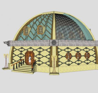 特色蒙古建筑SU模型下载_sketchup草图大师SKP模型