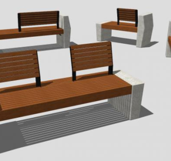 四款木质户外椅SU模型下载_sketchup草图大师SKP模型