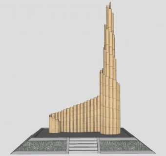 竹子雕塑景观台SU模型下载_sketchup草图大师SKP模型