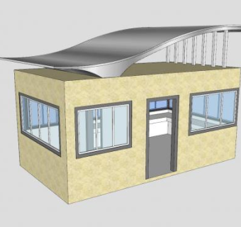 门卫传达室岗亭SU模型下载_sketchup草图大师SKP模型