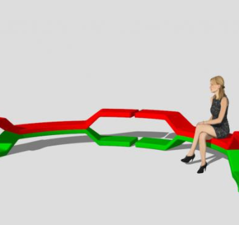 彩色商业街长椅户外椅SU模型下载_sketchup草图大师SKP模型