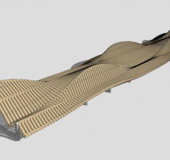 创意木质长椅公园椅SU模型下载_sketchup草图大师SKP模型