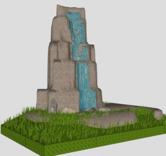 假山流水小景置石SU模型下载_sketchup草图大师SKP模型