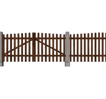 木栏栅围墙SU模型下载_sketchup草图大师SKP模型