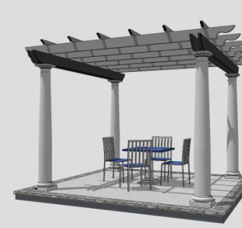 白色方形廊架设计SU模型下载_sketchup草图大师SKP模型