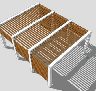 木质方形廊架SU模型下载_sketchup草图大师SKP模型
