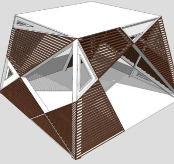 创意木质廊架SU模型下载_sketchup草图大师SKP模型