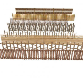 木栏栅篱笆SU模型下载_sketchup草图大师SKP模型