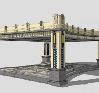 欧式繁复廊架设计SU模型下载_sketchup草图大师SKP模型