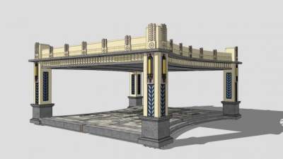 欧式繁复廊架设计SU模型下载_sketchup草图大师SKP模型