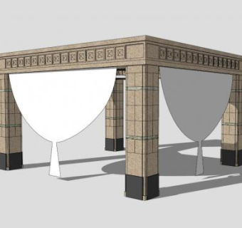 欧式景观方形廊架设计SU模型下载_sketchup草图大师SKP模型