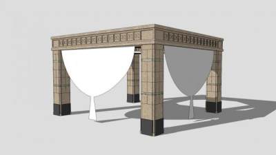 欧式景观方形廊架设计SU模型下载_sketchup草图大师SKP模型