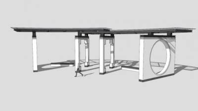 极简江南风格廊架设计SU模型下载_sketchup草图大师SKP模型