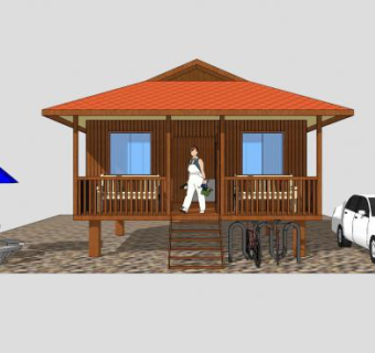 观景房木屋SU模型下载_sketchup草图大师SKP模型