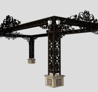 欧式铁艺廊架设计SU模型下载_sketchup草图大师SKP模型