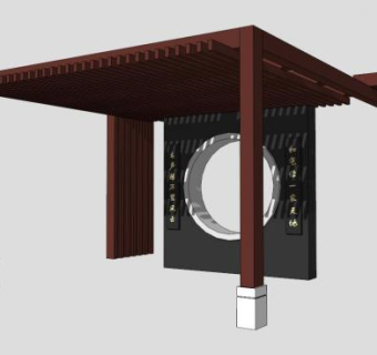 新中式木质廊架设计SU模型下载_sketchup草图大师SKP模型