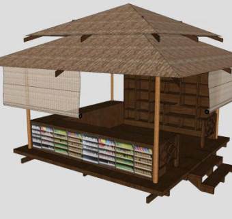 茅草贩卖亭SU模型下载_sketchup草图大师SKP模型
