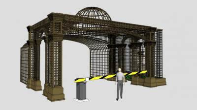 欧式防腐木花架廊架设计SU模型下载_sketchup草图大师SKP模型