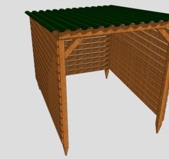 简易木质廊架设计SU模型下载_sketchup草图大师SKP模型