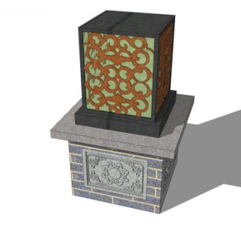 新中式灯柱SU模型下载_sketchup草图大师SKP模型