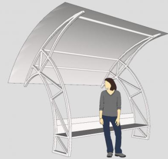户外公园长椅遮阳棚SU模型下载_sketchup草图大师SKP模型