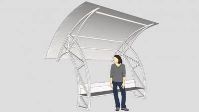 户外公园长椅遮阳棚SU模型下载_sketchup草图大师SKP模型