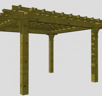 木质景观廊架SU模型下载_sketchup草图大师SKP模型