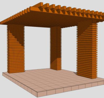 景观方形木廊架SU模型下载_sketchup草图大师SKP模型